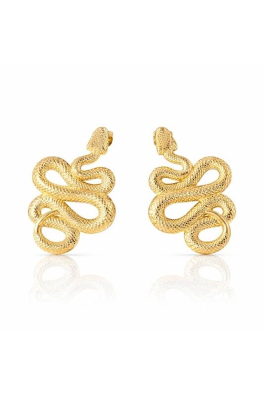 Cercei tip știft în formă de șarpe, placați cu aur de 18K – Gold / Default