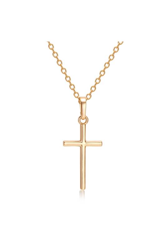 Colier cu pandantiv cruce, placat cu aur 18K – Auriu / Universal