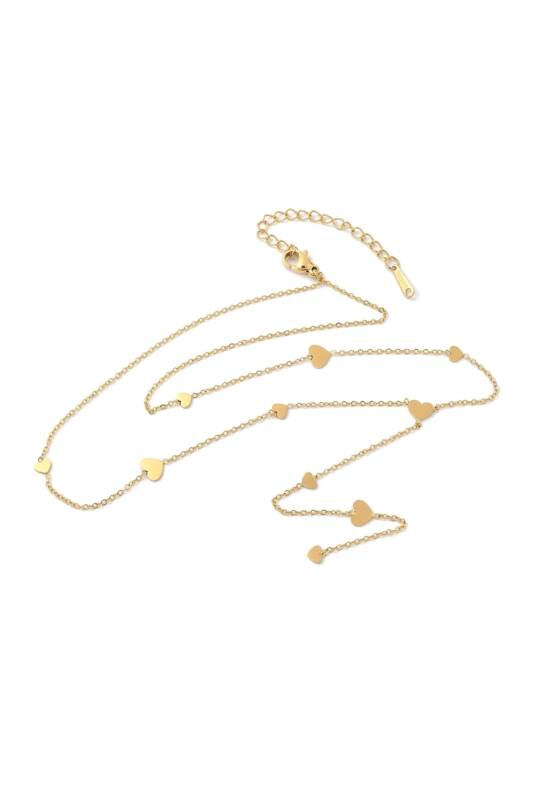 Colier în formă de Y cu inimă, placat cu aur 18K – Auriu / Universal