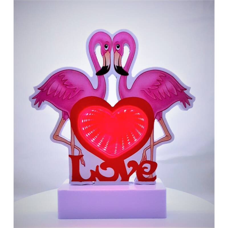 Decoratiune Luminoasa cu Baterii / Cablu Neon Flamingo Love 20 cm Alb Rece – Default Title