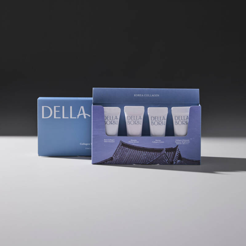 DELLA BORN – Set Coreean Collagen Trial Kit 4 Produse x 10ml | Mini Routine Anti-Rid, Hidratare și Glow Skin, Travel Size (K-Beauty)