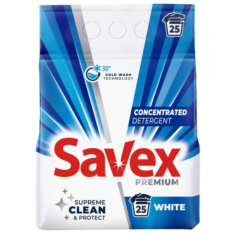 Detergent pentru Rufe Automat, Savex, 2 kg 2in1 White 25 spalari – Default Title