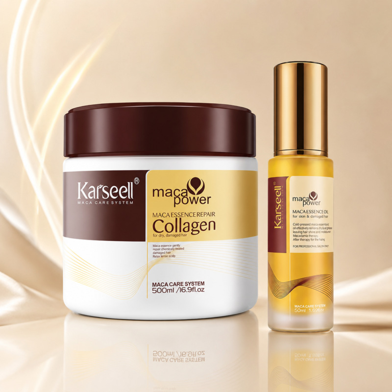 Masca de par si Ulei Karseell Collagen, pentru toate tipurile de par, 500ML cu argan marocan, reparator si bogat in vitamina E