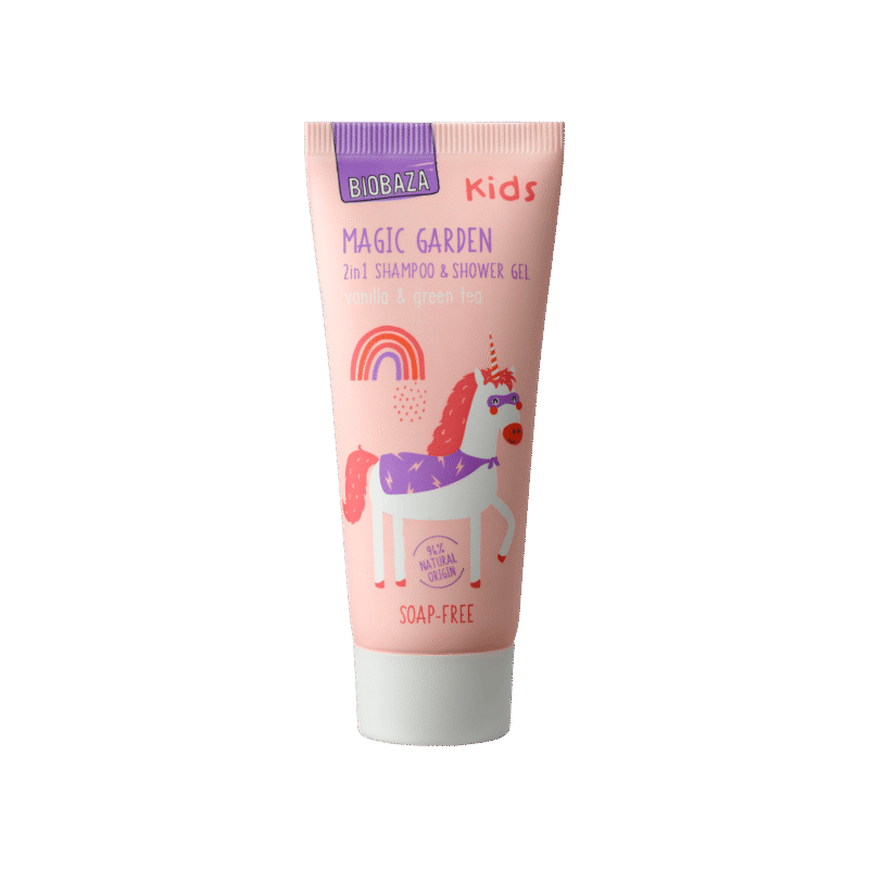 Mini gel de duș 2 în 1 pentru copii Magic Garden BIOBAZA 30 ml.