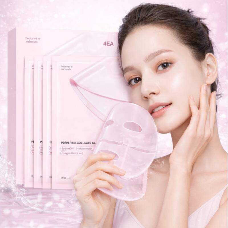 Set 4 Măști Față Jelly PDRN & Colagen Roz – Hidratare Intensă, Anti-Rid, Fermitate și Efect Glass Skin