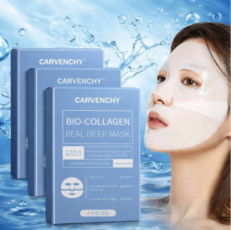 Set 4 Măști Hidrogel cu Bio-Colagen pentru Ten Sensibil – Hidratare Intensivă și Fermitate, Textură Non-Lipicioasă