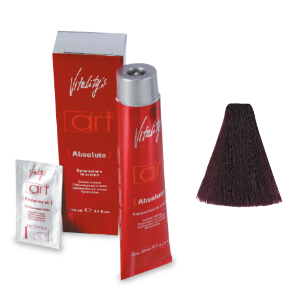 Vopsea permanenta de par Vitality’s Art Absolute 4.80 Castaniu Violet Profund 100ml