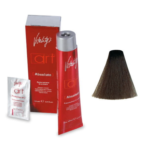 Vopsea permanenta de par Vitality’s Art Absolute 5.08 Castaniu Deschis Natural Perlat 100ml