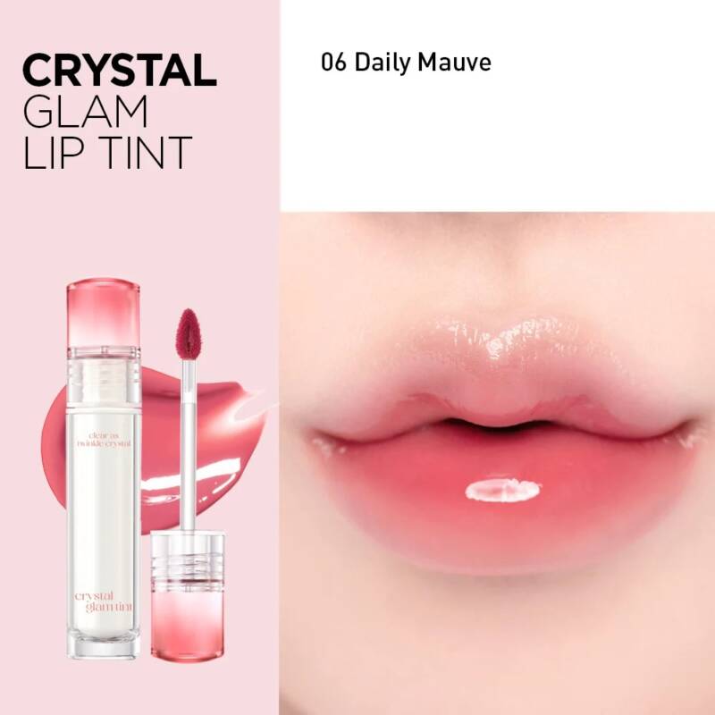 Clio – Crystal Glam Tint -Luciu de buze cu finisaj strălucitor – 006 Daily Mauve