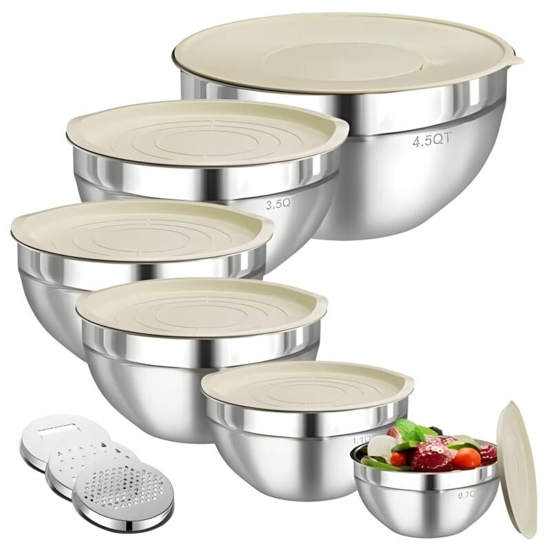 Flippy, Set 6 Boluri pentru Mixare si Depozitare, Flippy, Inox Premium, Capace Ermetice – Default Title