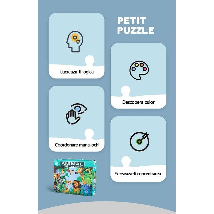 Puzzle pentru copii, jungla cu animale, 48 de piese – Default Title