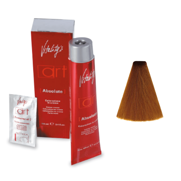 Vopsea permanenta de par Vitality’s Art Absolute cu amoniac 8/43 Blond Deschis Aramiu Auriu 100ml