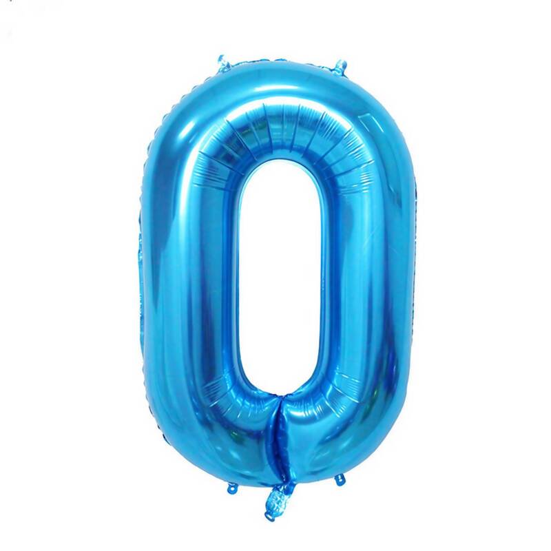 Flippy, Balon din Folie Flippy, Cifra 0, 81 cm, Pentru Aer sau Heliu, Bulk, Albastru – Default Title