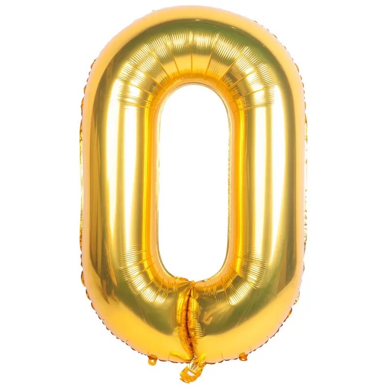 Flippy, Balon din Folie Flippy, Cifra 0, 81 cm, Pentru Aer sau Heliu, Bulk, Auriu – Default Title