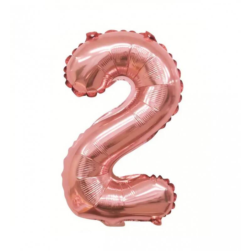 Flippy, Balon din Folie Flippy, Cifra 2, 81 cm, Pentru Aer sau Heliu, Bulk, Roz Auriu – Default Title