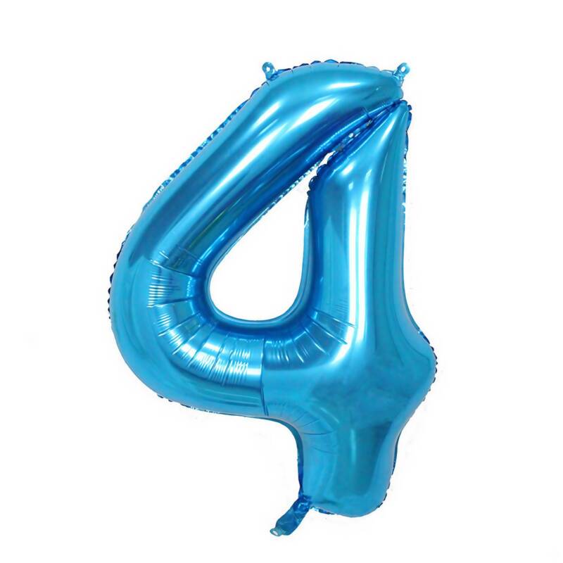 Flippy, Balon din Folie Flippy, Cifra 4, 81 cm, Pentru Aer sau Heliu, Bulk, Albastru – Default Title