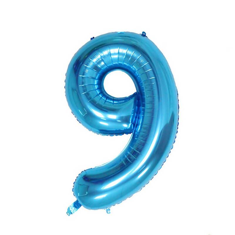Flippy, Balon din Folie Flippy, Cifra 9, 81 cm, Pentru Aer sau Heliu, Bulk, Albastru – Default Title