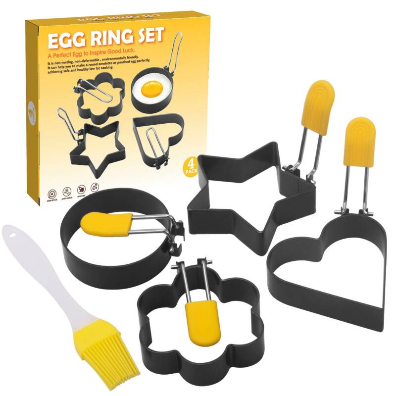 Flippy, Set 4 forme pentru ou Flippy, din otel, strat antiaderent, diametru 7.5 cm – Default Title
