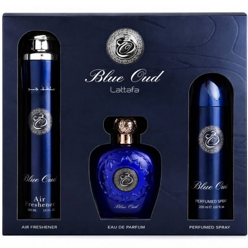 Opulent Blue Oud Lattafa 600 ml, apa de parfum, barbati, set